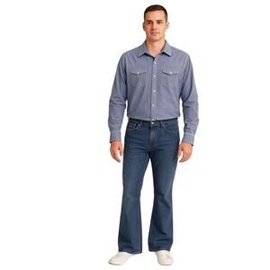 Johnston And Murphy Blue Long Sleeve Double Chest Pockets Buttonup Shirt XL